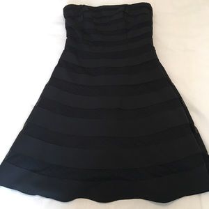WHBM Black Strapless Dress With Polka Dot Detail